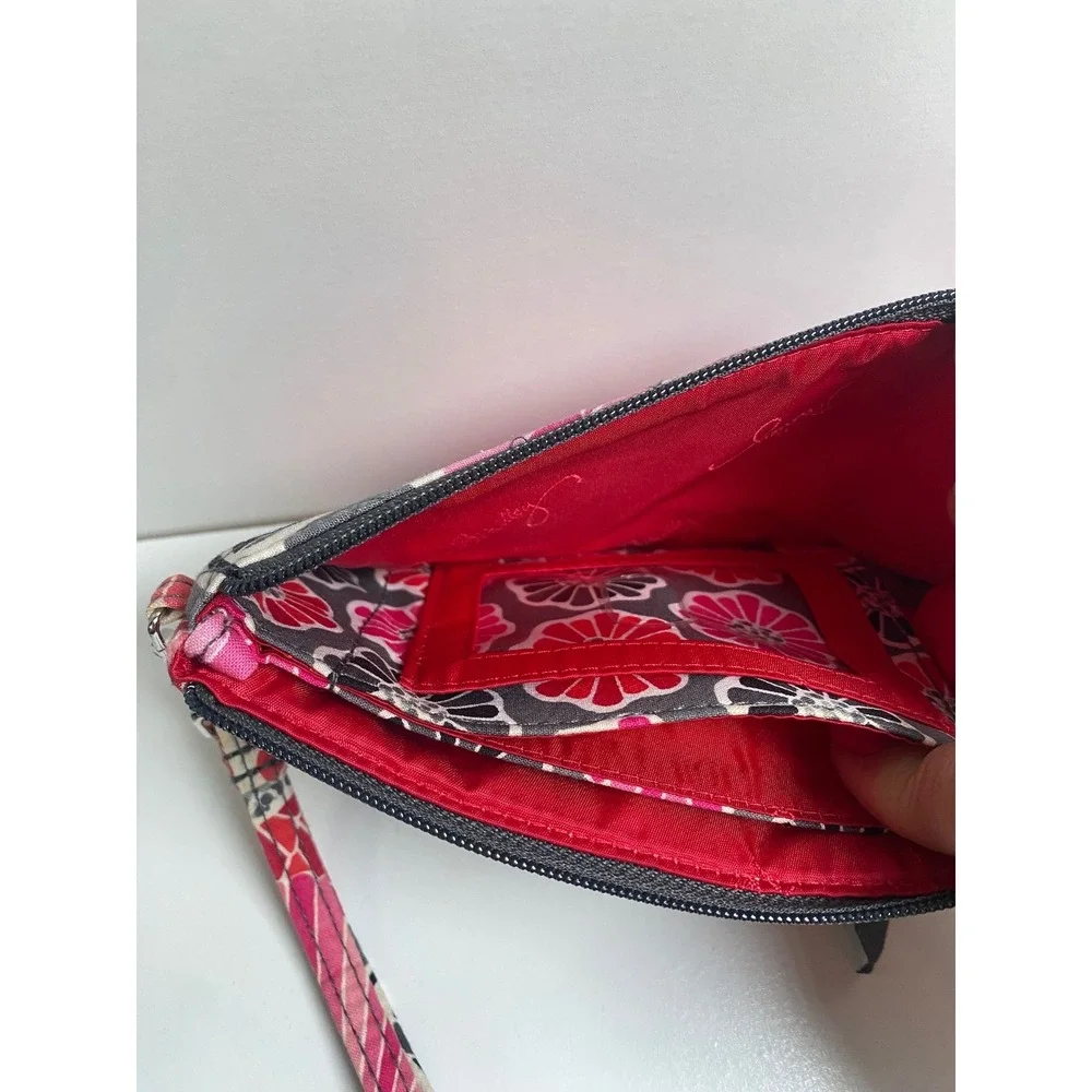 Vera Bradley Cherry Blossom Wristlet Wallet Floral‎ Quilted Zip Clutch Small EUC